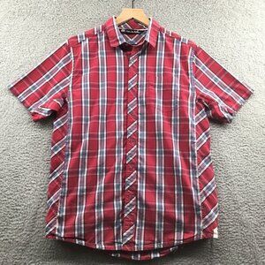 Travis Mathew Plaid Snap Front‎ Shirt Red M